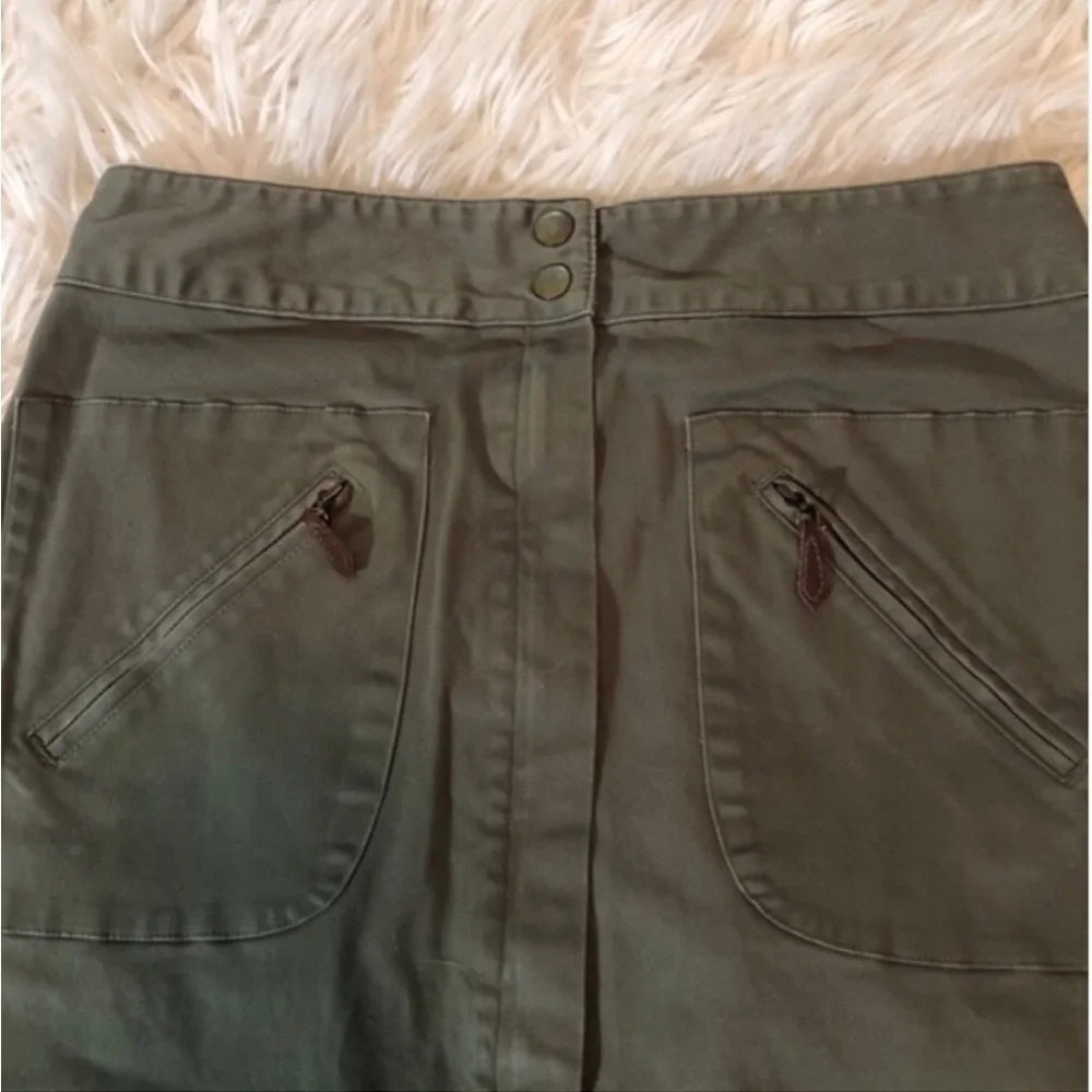 Christopher & Banks Skirt Khaki Green Stretch Casual